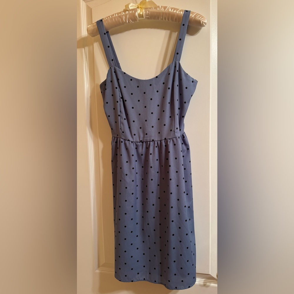 NWOT Blue Polka Dot Midi Dress Size Medium